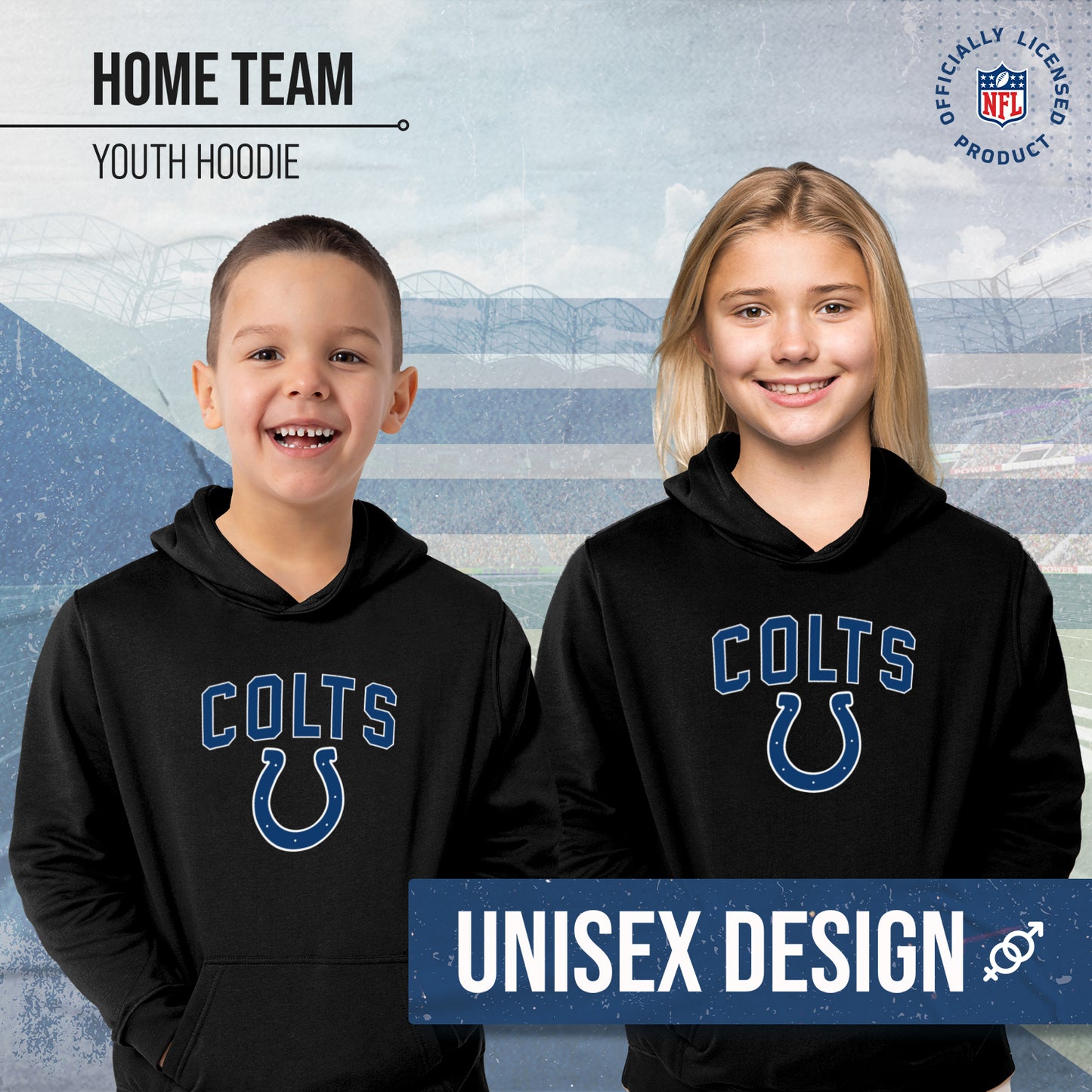 Indianapolis Colts NFL Youth Home Team Hoodie- Kids Hooded Sweatshirt - Black