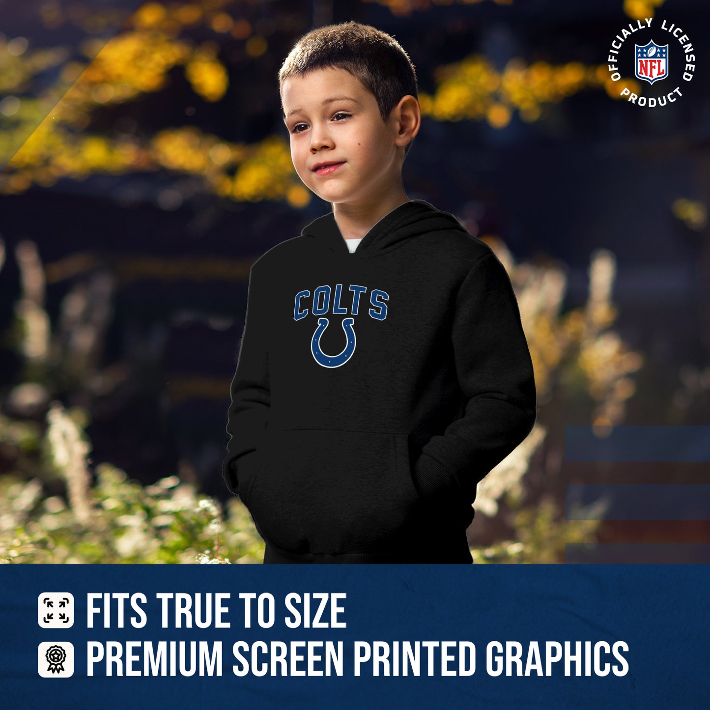 Indianapolis Colts NFL Youth Home Team Hoodie- Kids Hooded Sweatshirt - Black