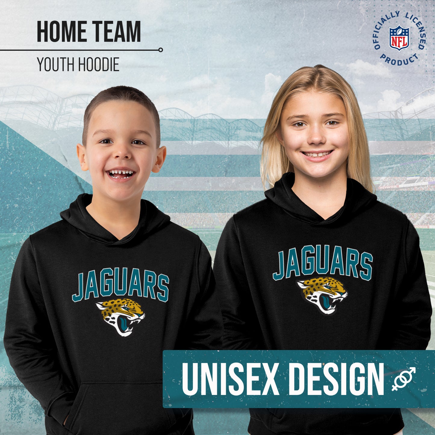 Jacksonville Jaguars NFL Youth Home Team Hoodie- Kids Hooded Sweatshirt - Black