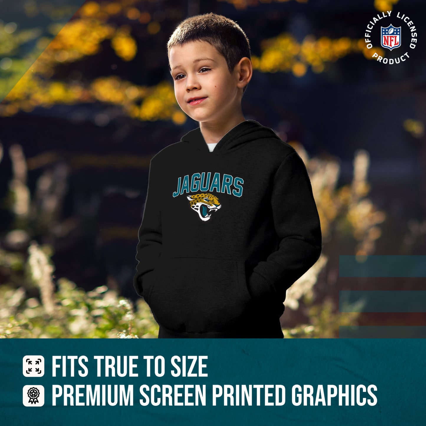 Jacksonville Jaguars NFL Youth Home Team Hoodie- Kids Hooded Sweatshirt - Black