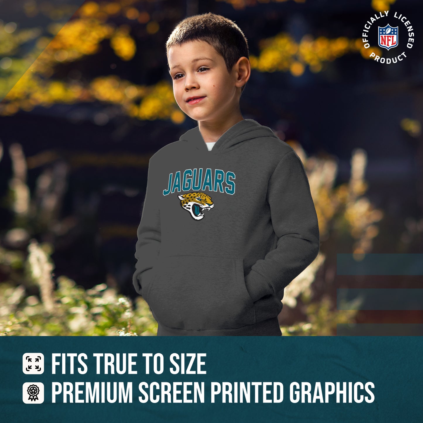 Jacksonville Jaguars NFL Youth Home Team Hoodie- Kids Hooded Sweatshirt - Sport Gray