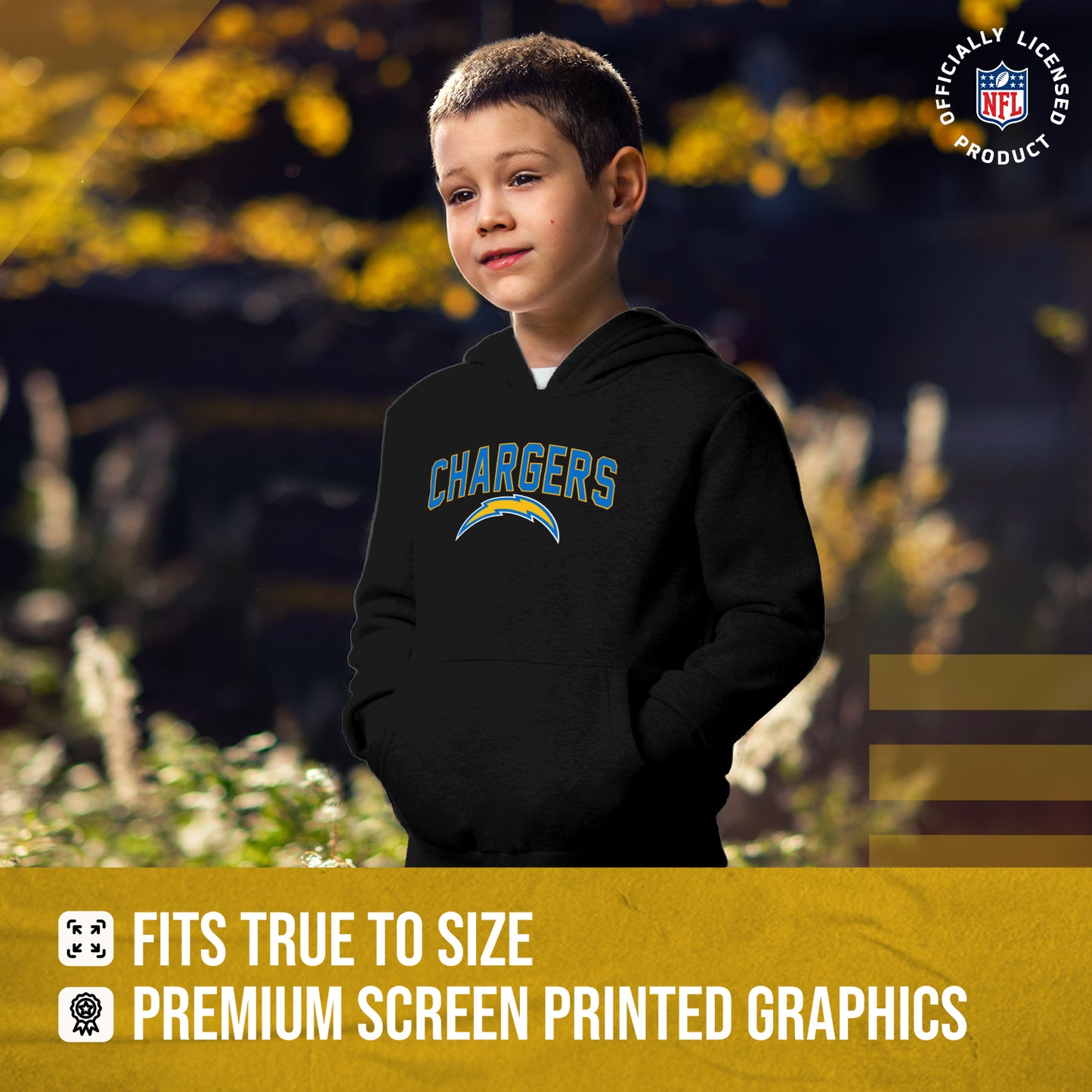 Los Angeles Chargers NFL Youth Home Team Hoodie- Kids Hooded Sweatshirt - Black