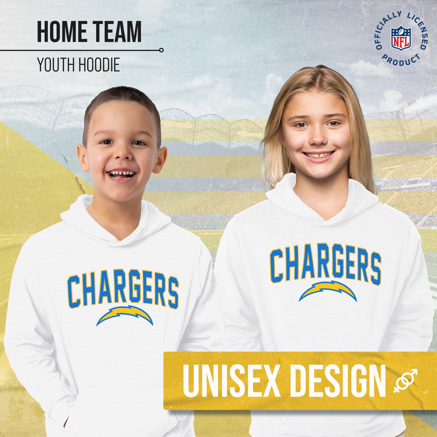 Los Angeles Chargers NFL Youth Home Team Hoodie- Kids Hooded Sweatshirt - White