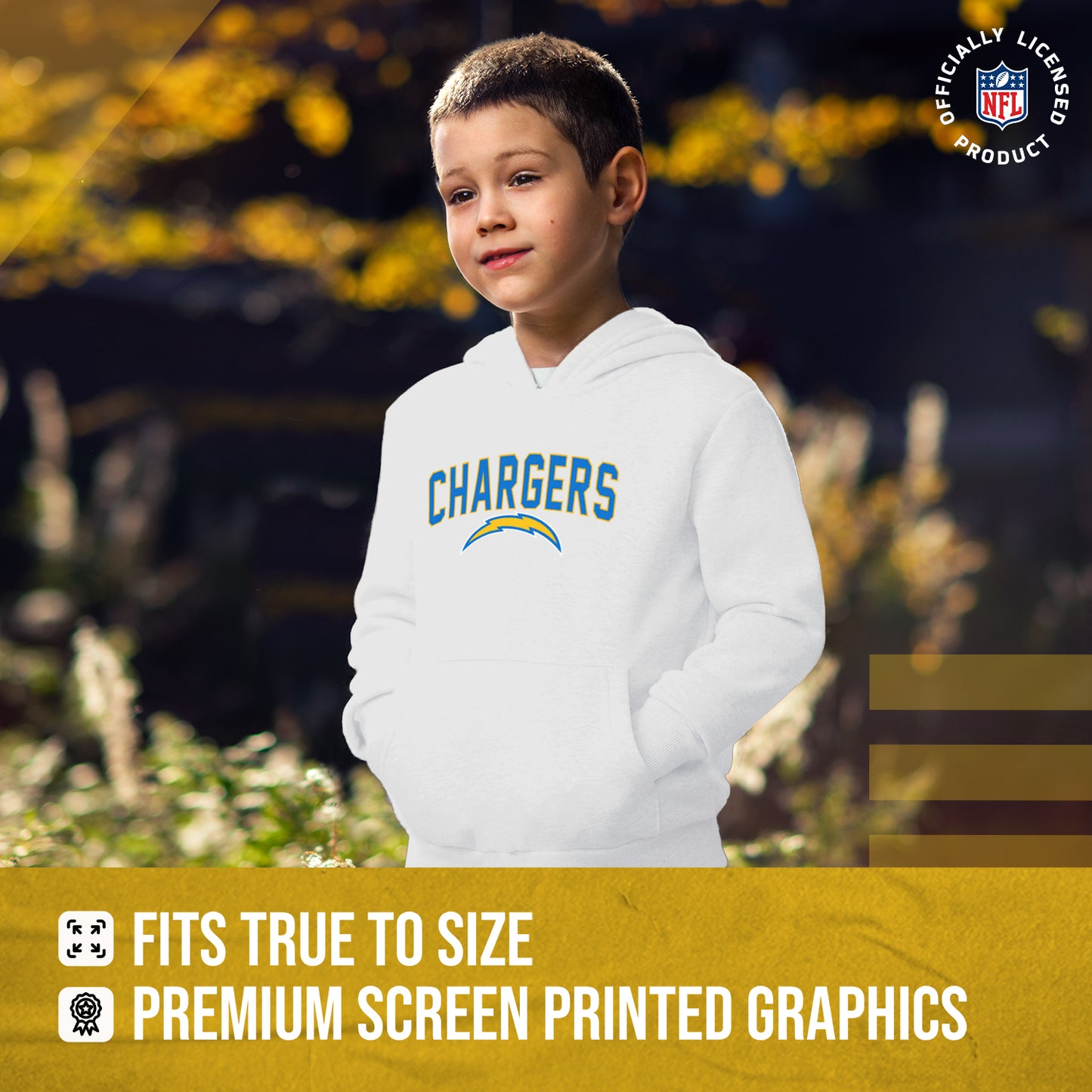 Los Angeles Chargers NFL Youth Home Team Hoodie- Kids Hooded Sweatshirt - White