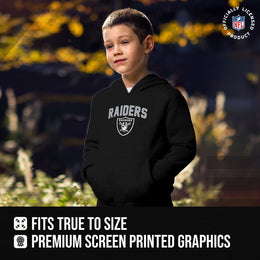 Las Vegas Raiders NFL Youth Home Team Hoodie- Kids Hooded Sweatshirt - Black