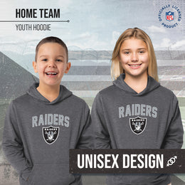 Las Vegas Raiders NFL Youth Home Team Hoodie- Kids Hooded Sweatshirt - Sport Gray