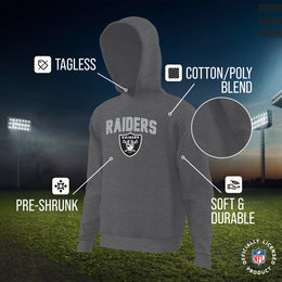 Las Vegas Raiders NFL Youth Home Team Hoodie- Kids Hooded Sweatshirt - Sport Gray