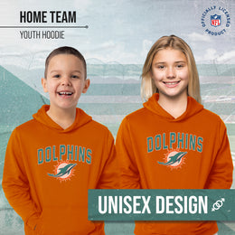 Miami Dolphins NFL Youth Home Team Hoodie- Kids Hooded Sweatshirt - Orange
