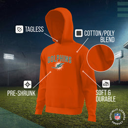 Miami Dolphins NFL Youth Home Team Hoodie- Kids Hooded Sweatshirt - Orange