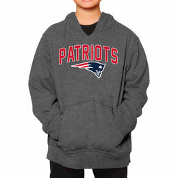 New England Patriots NFL Youth Home Team Hoodie- Kids Hooded Sweatshirt - Sport Gray