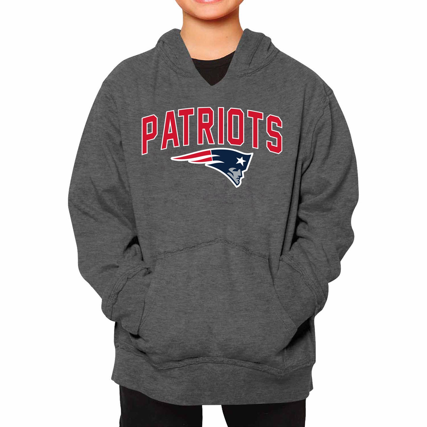 New England Patriots NFL Youth Home Team Hoodie- Kids Hooded Sweatshirt - Sport Gray