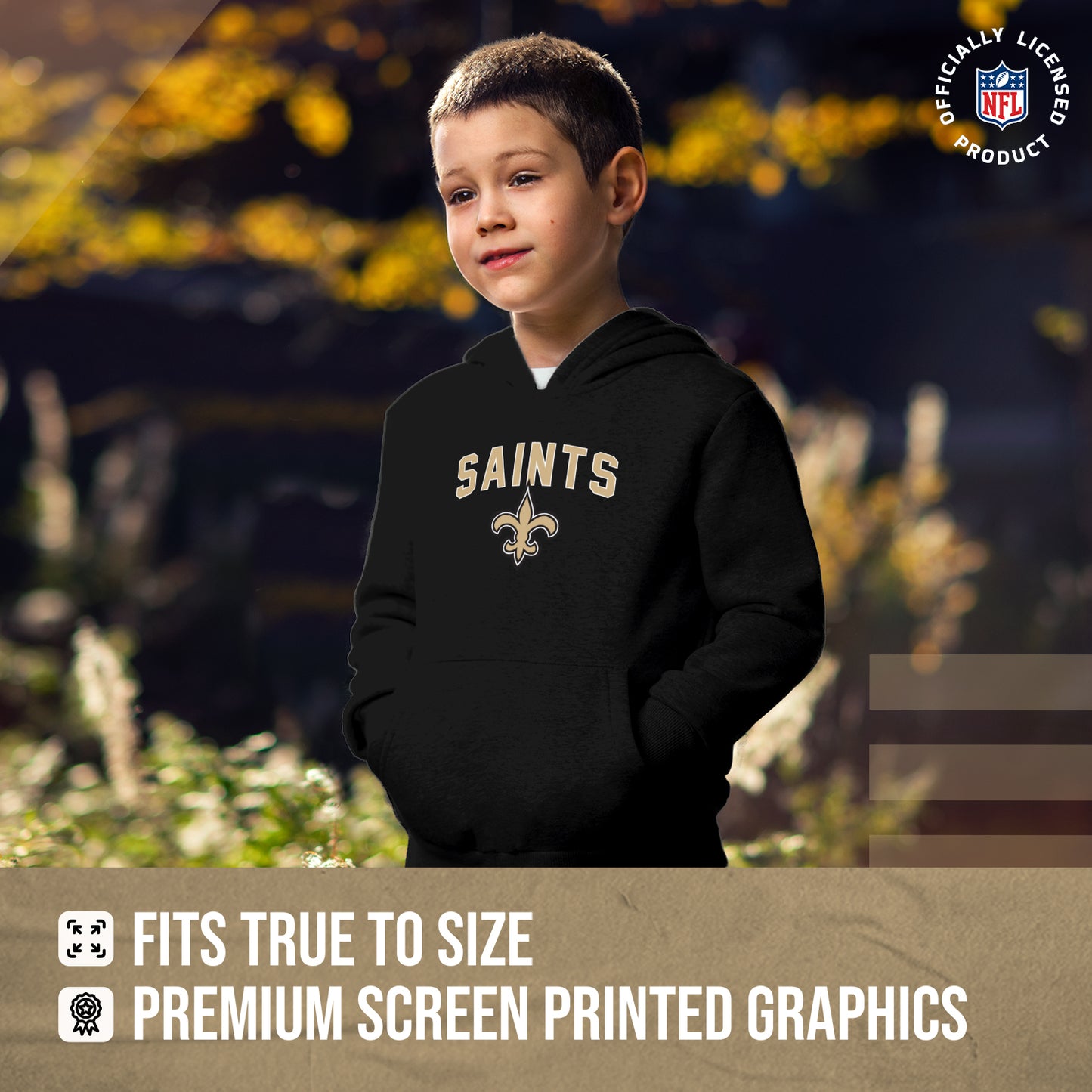 New Orleans Saints NFL Youth Home Team Hoodie- Kids Hooded Sweatshirt - Black