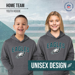 Philadelphia Eagles NFL Youth Home Team Hoodie- Kids Hooded Sweatshirt - Sport Gray