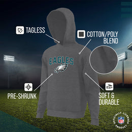 Philadelphia Eagles NFL Youth Home Team Hoodie- Kids Hooded Sweatshirt - Sport Gray