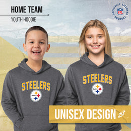 Pittsburgh Steelers NFL Youth Home Team Hoodie- Kids Hooded Sweatshirt - Sport Gray