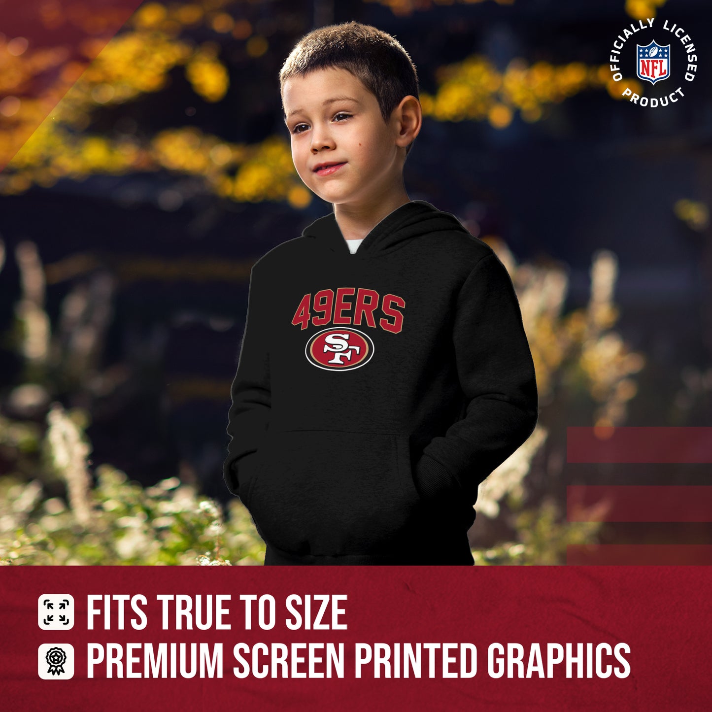 San Francisco 49ers NFL Youth Home Team Hoodie- Kids Hooded Sweatshirt - Black