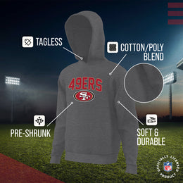 San Francisco 49ers NFL Youth Home Team Hoodie- Kids Hooded Sweatshirt - Sport Gray