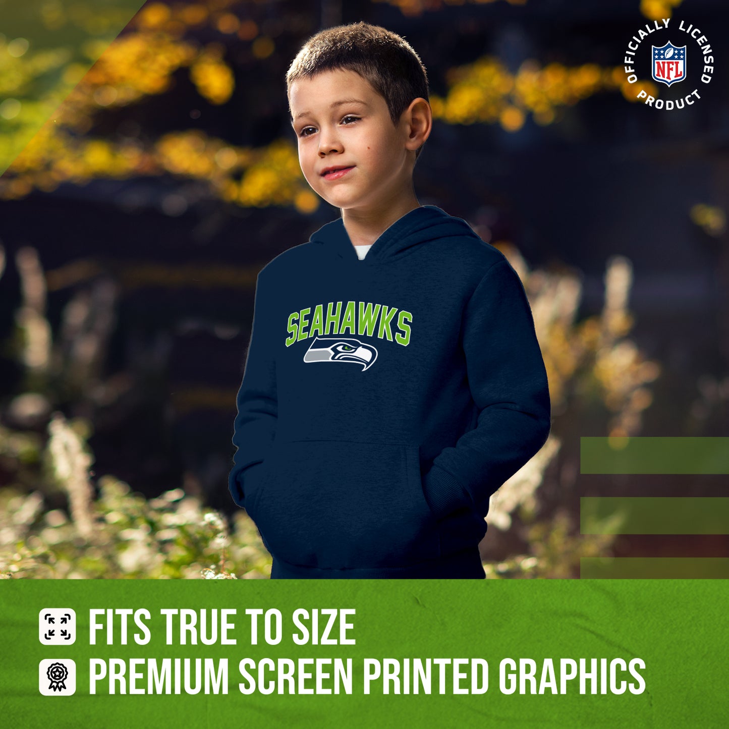 Seattle Seahawks NFL Youth Home Team Hoodie- Kids Hooded Sweatshirt - Navy