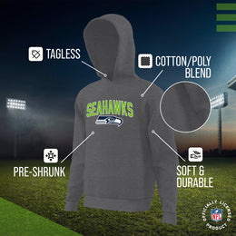 Seattle Seahawks NFL Youth Home Team Hoodie- Kids Hooded Sweatshirt - Sport Gray