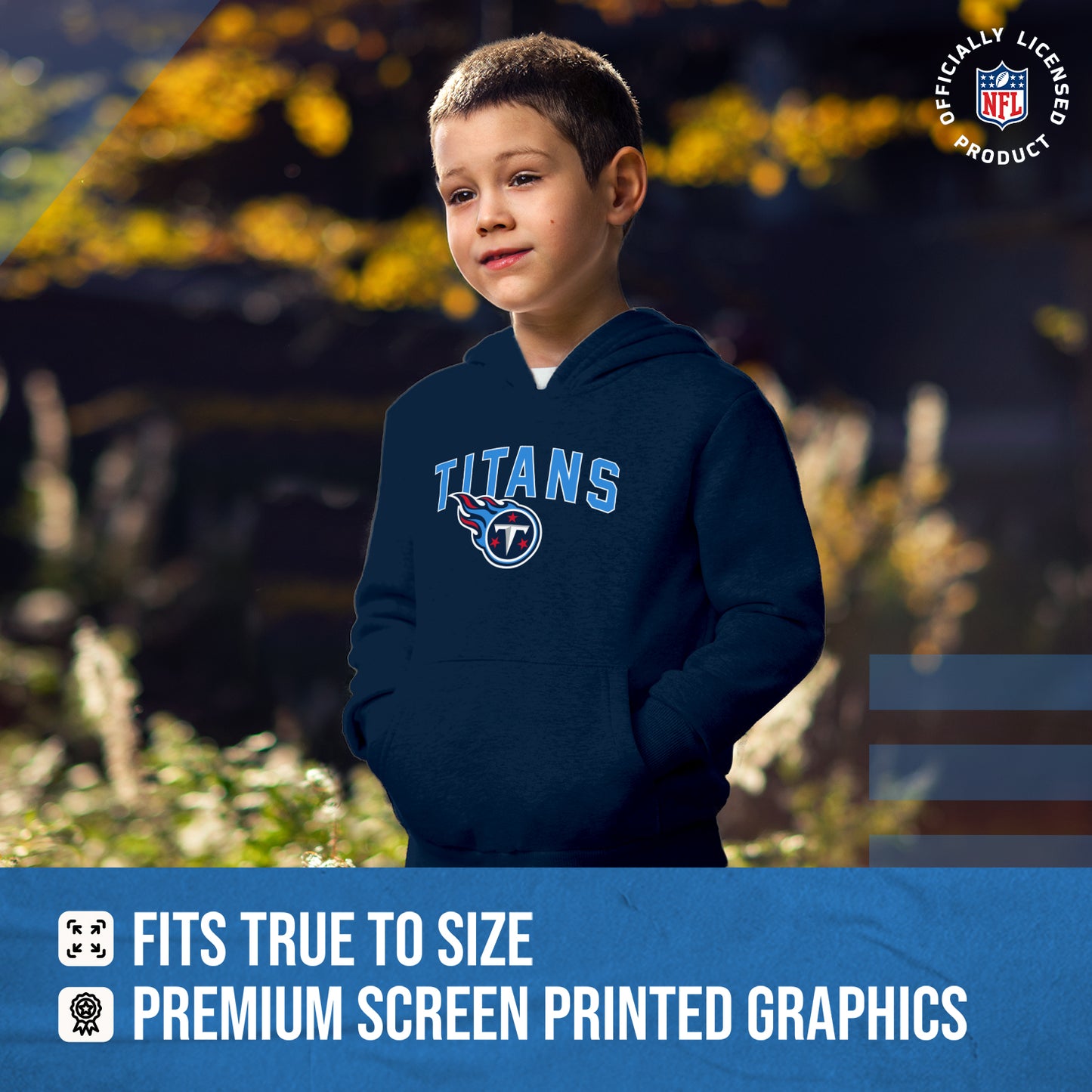 Tennessee Titans NFL Youth Home Team Hoodie- Kids Hooded Sweatshirt - Navy