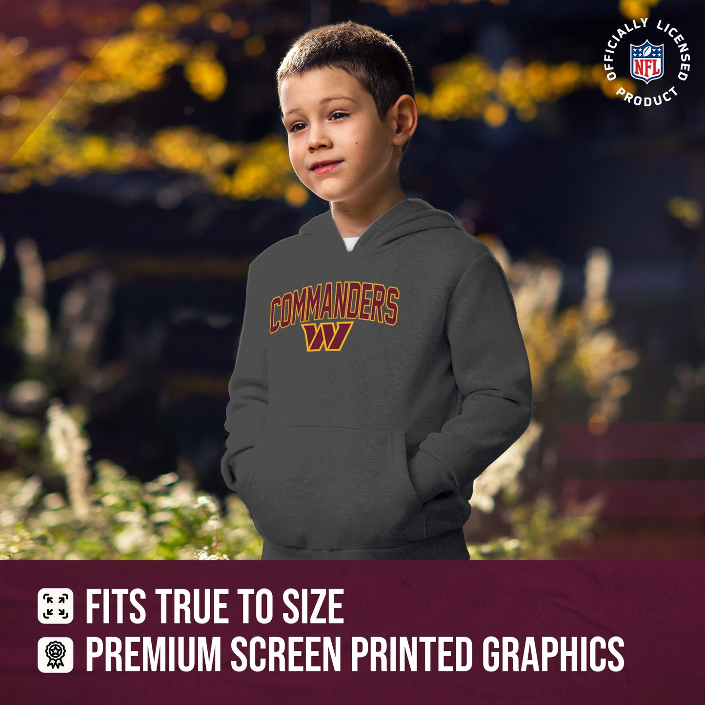 Washington Commanders NFL Youth Home Team Hoodie- Kids Hooded Sweatshirt - Sport Gray
