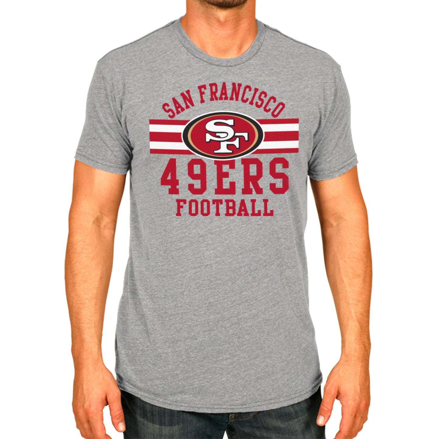 San Francisco 49ers NFL Adult Short Sleeve Team Stripe Tee - Sport Gray