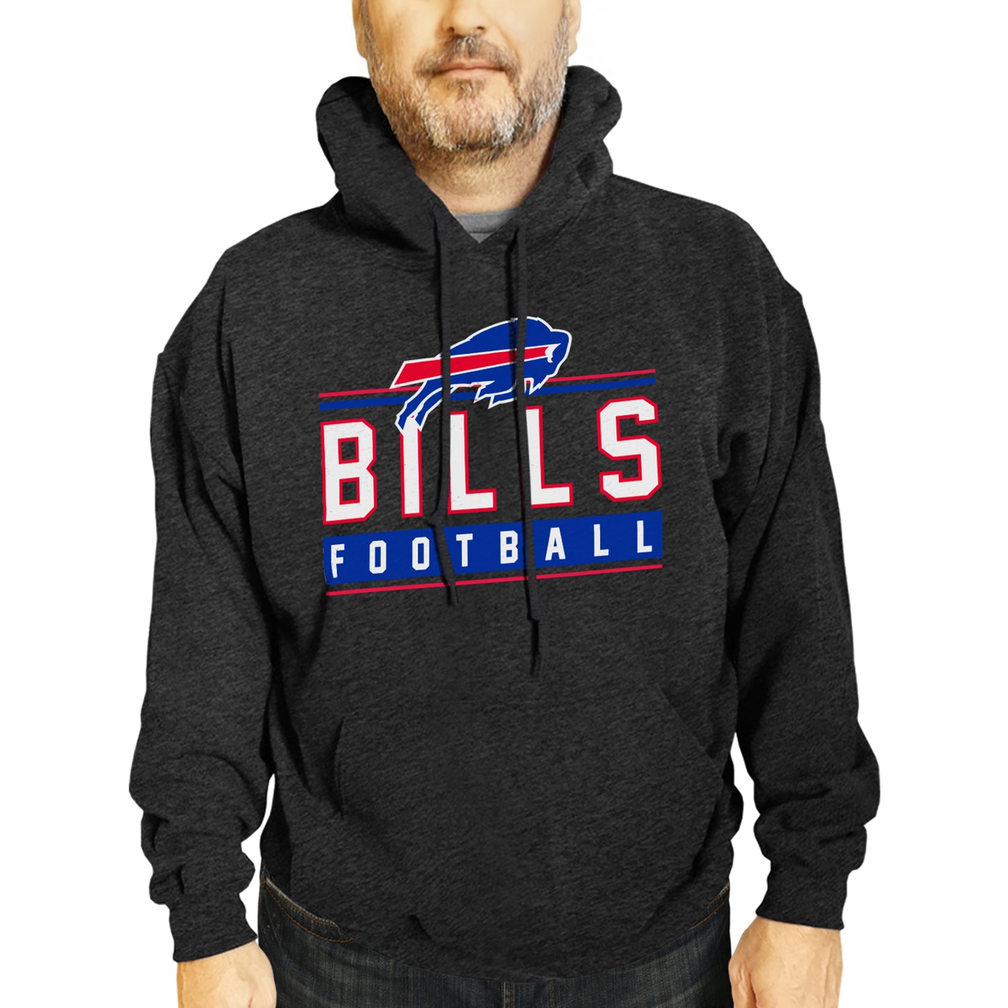 Buffalo Bills NFL Adult True Fan Hooded Charcoal Sweatshirt - Charcoal