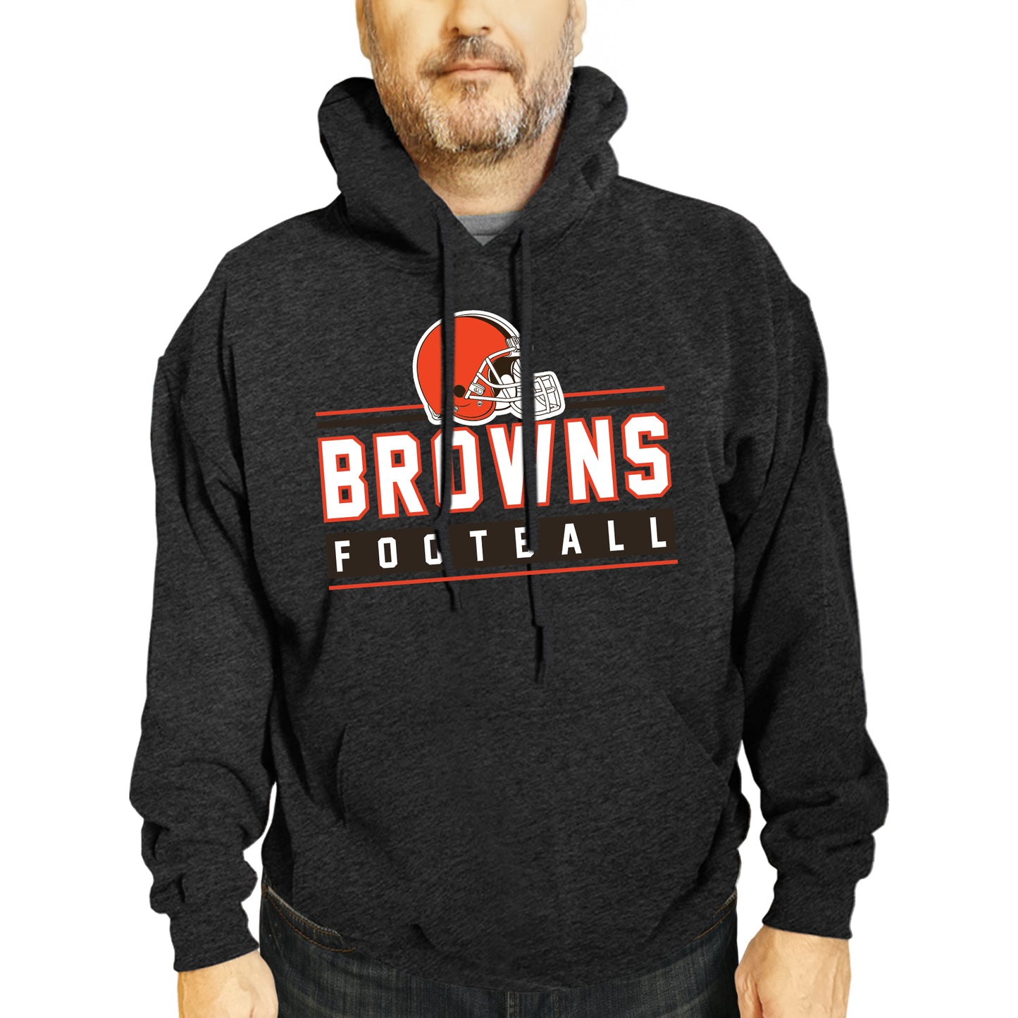 Cleveland Browns NFL Adult True Fan Hooded Charcoal Sweatshirt - Charcoal