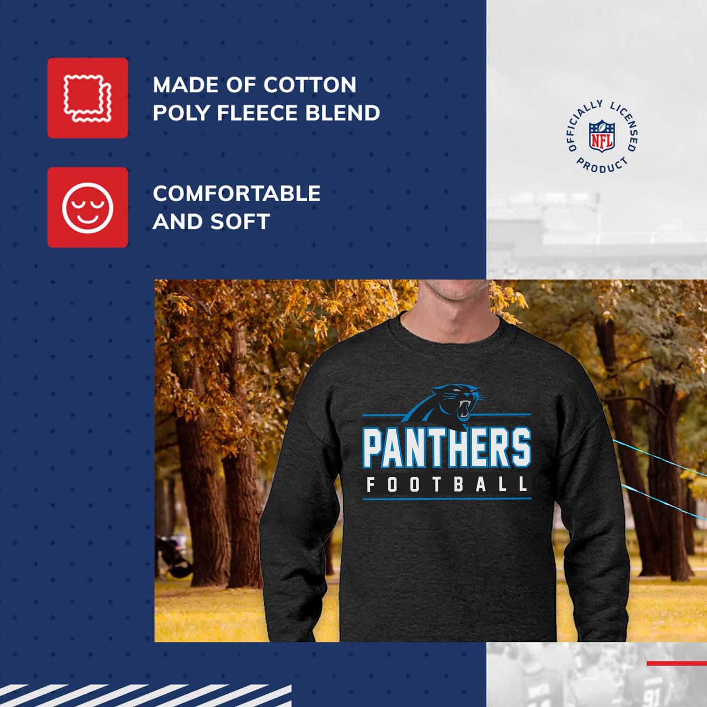 Carolina Panthers NFL Adult True Fan Crewneck Sweatshirt - Charcoal
