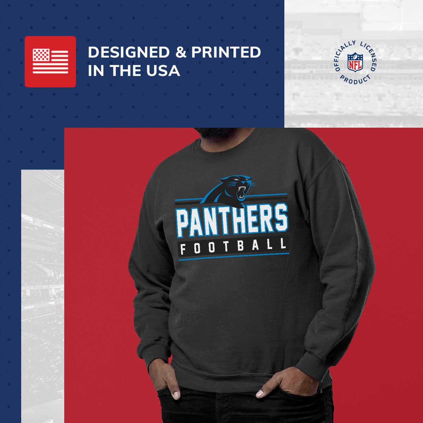 Carolina Panthers NFL Adult True Fan Crewneck Sweatshirt - Charcoal