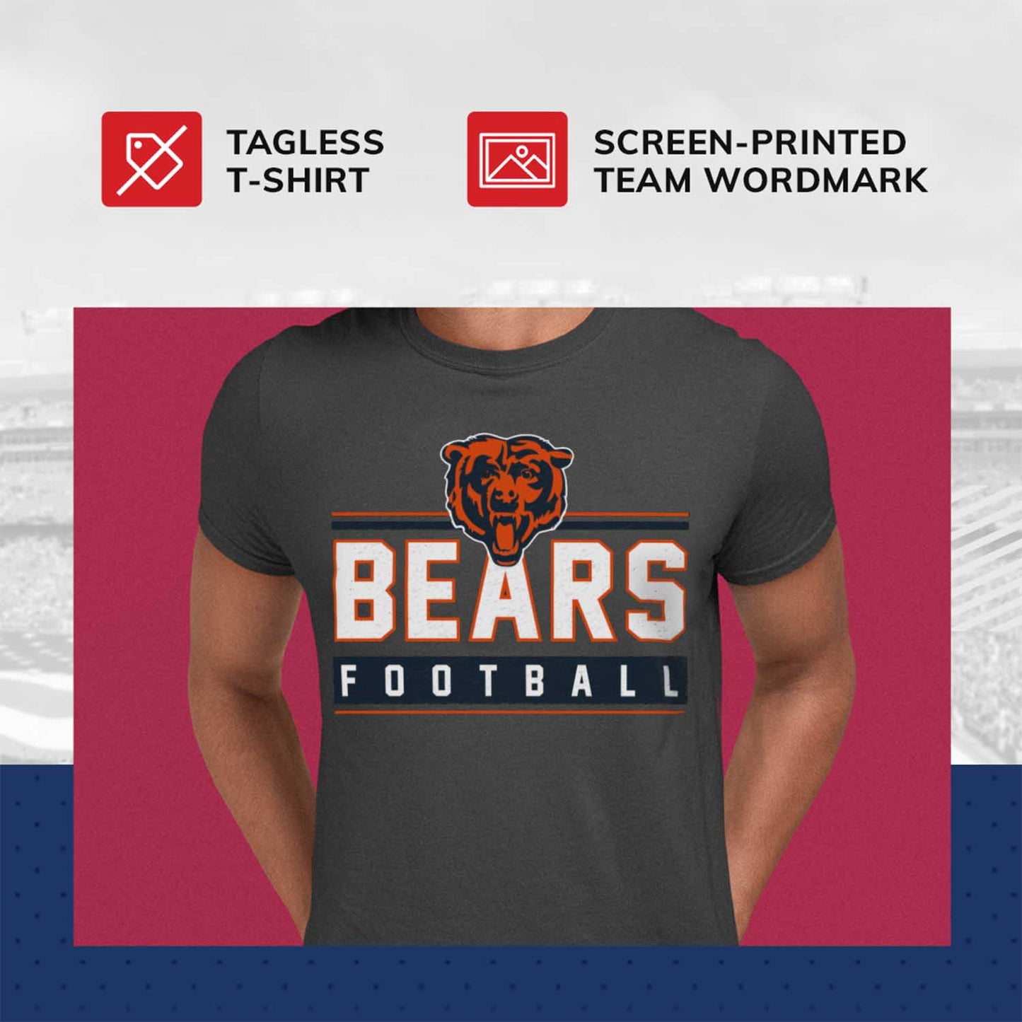 Chicago Bears NFL Adult MVP True Fan T-Shirt - Charcoal