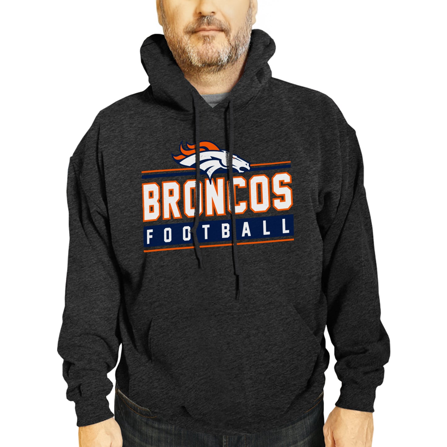 Denver Broncos NFL Adult True Fan Hooded Charcoal Sweatshirt - Charcoal