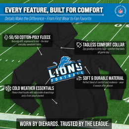 Detroit Lions NFL Adult True Fan Hooded Charcoal Sweatshirt - Charcoal
