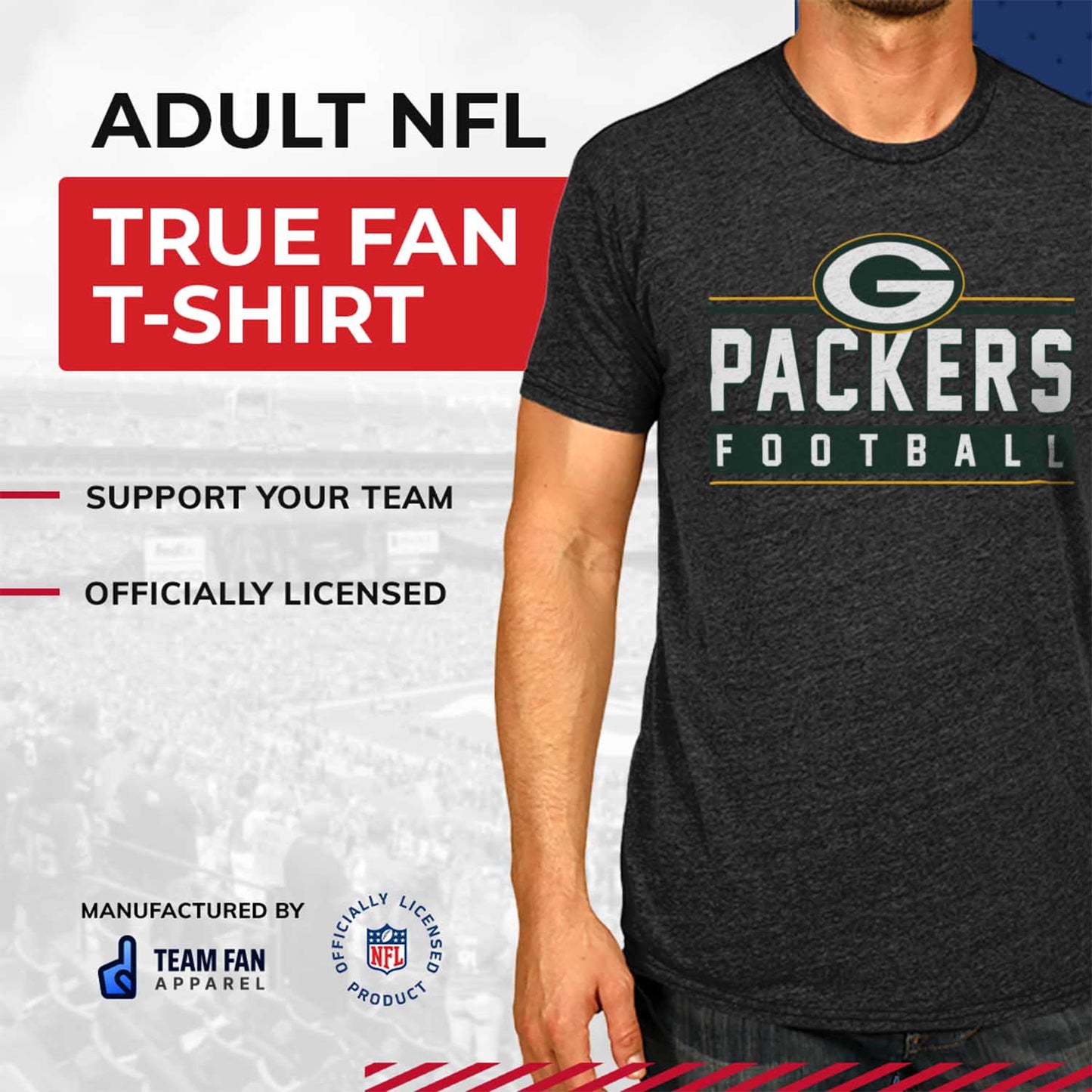 Green Bay Packers NFL Adult MVP True Fan T-Shirt - Charcoal