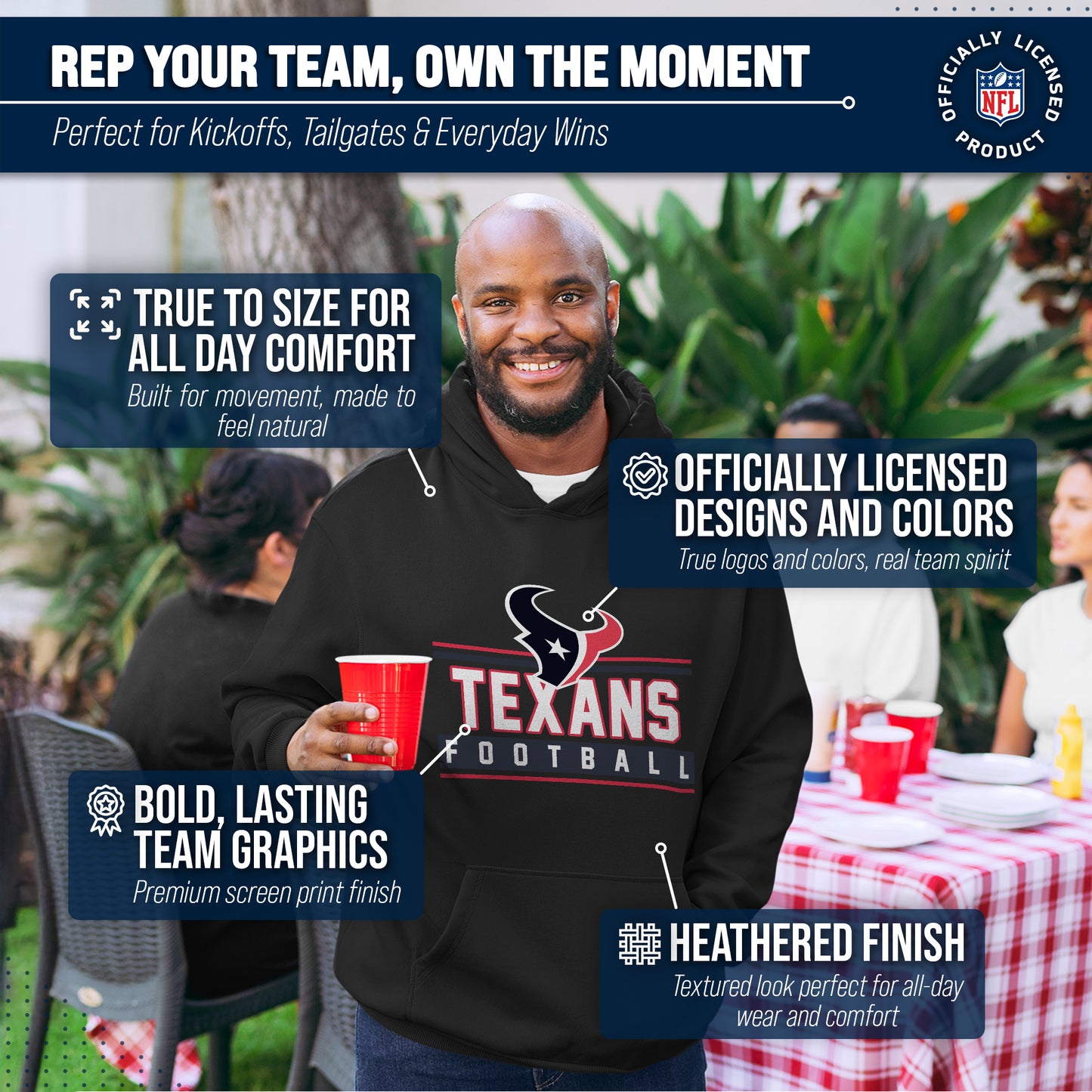 Houston Texans NFL Adult True Fan Hooded Charcoal Sweatshirt - Charcoal