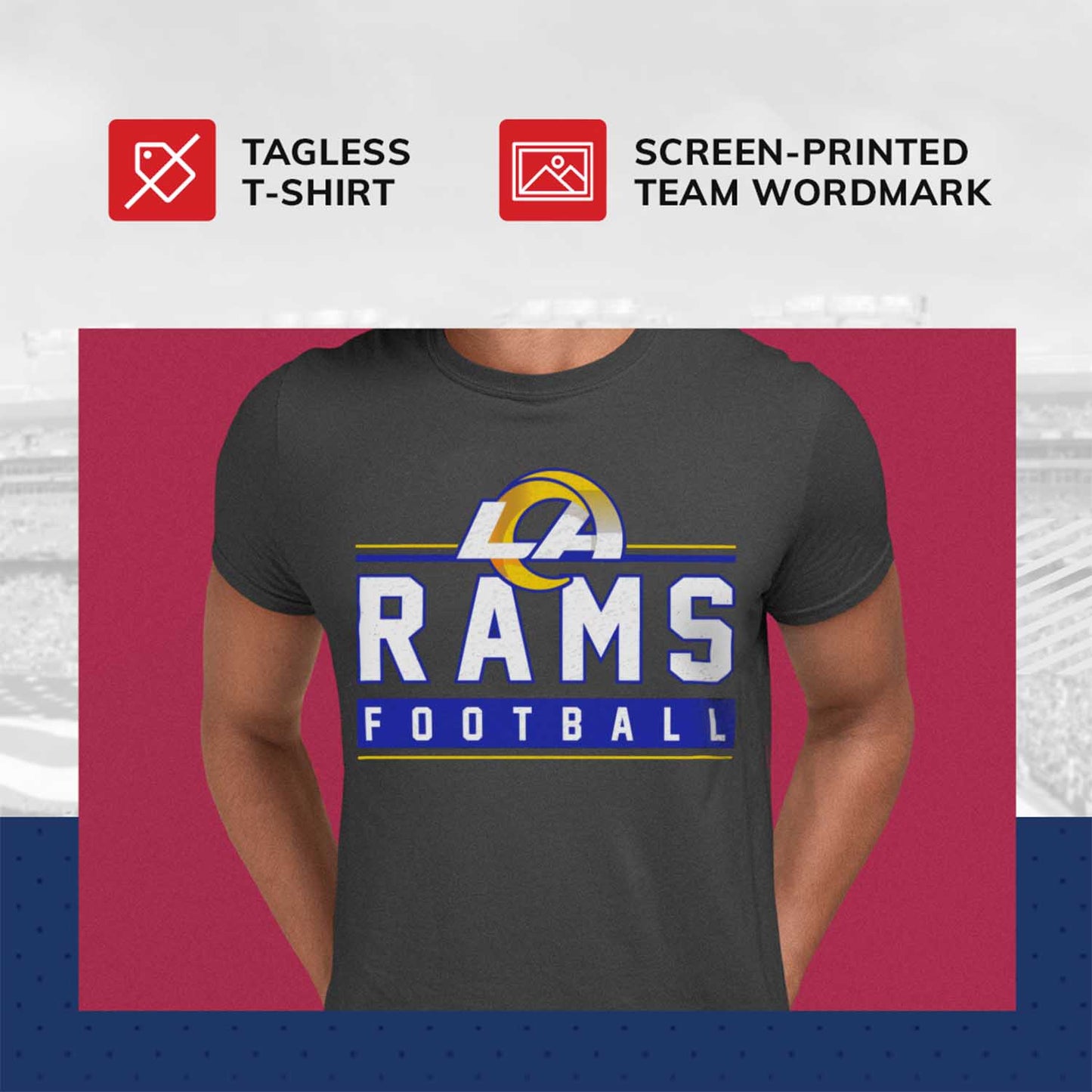 Los Angeles Rams NFL Adult MVP True Fan T-Shirt - Charcoal