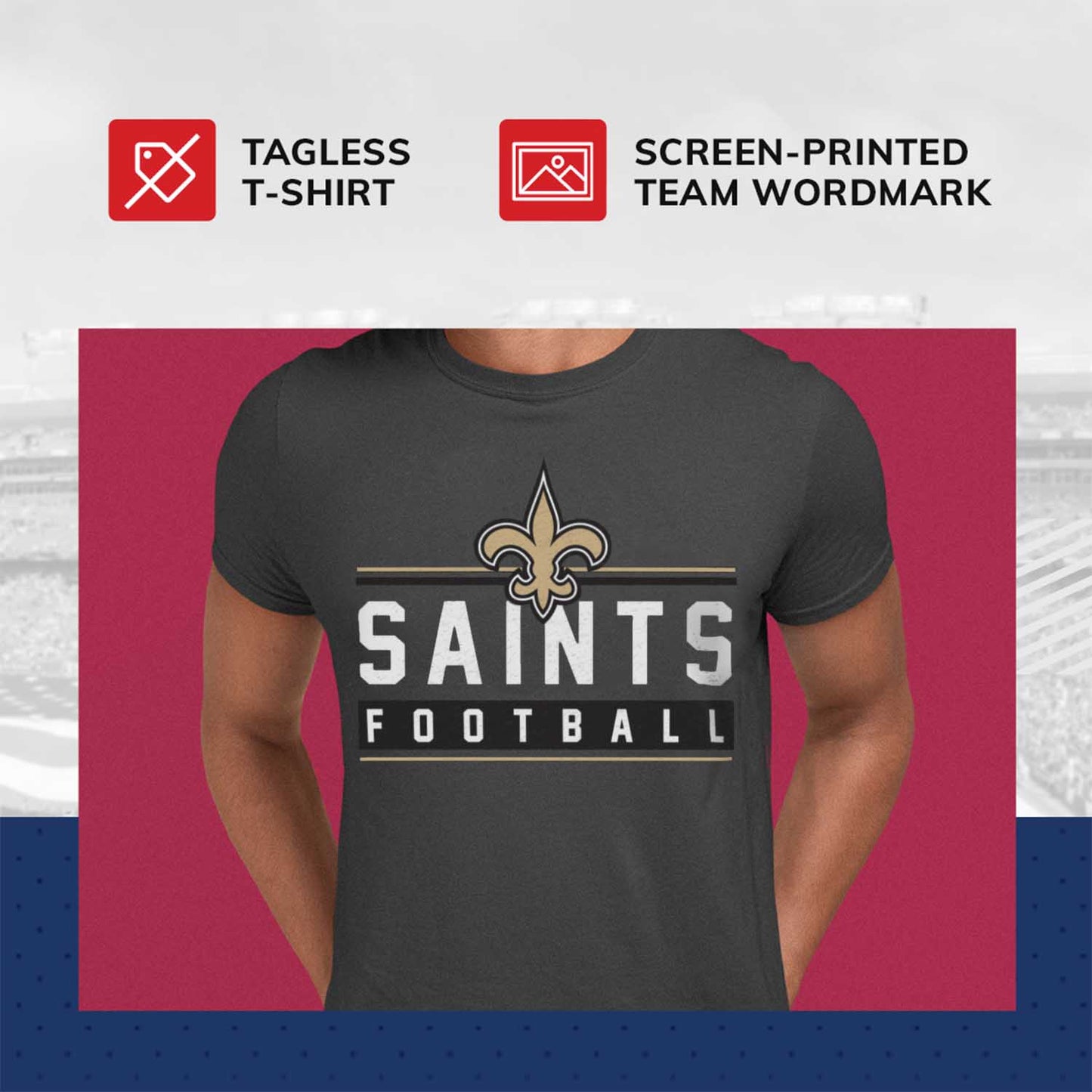 New Orleans Saints NFL Adult MVP True Fan T-Shirt - Charcoal