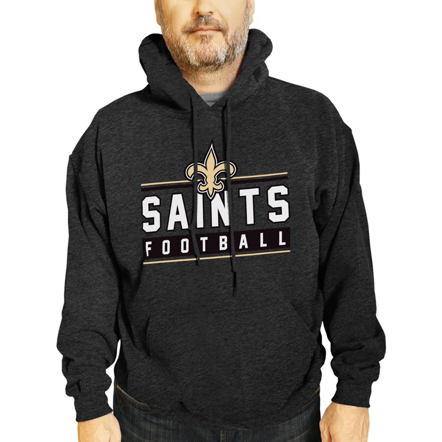 New Orleans Saints NFL Adult True Fan Hooded Charcoal Sweatshirt - Charcoal