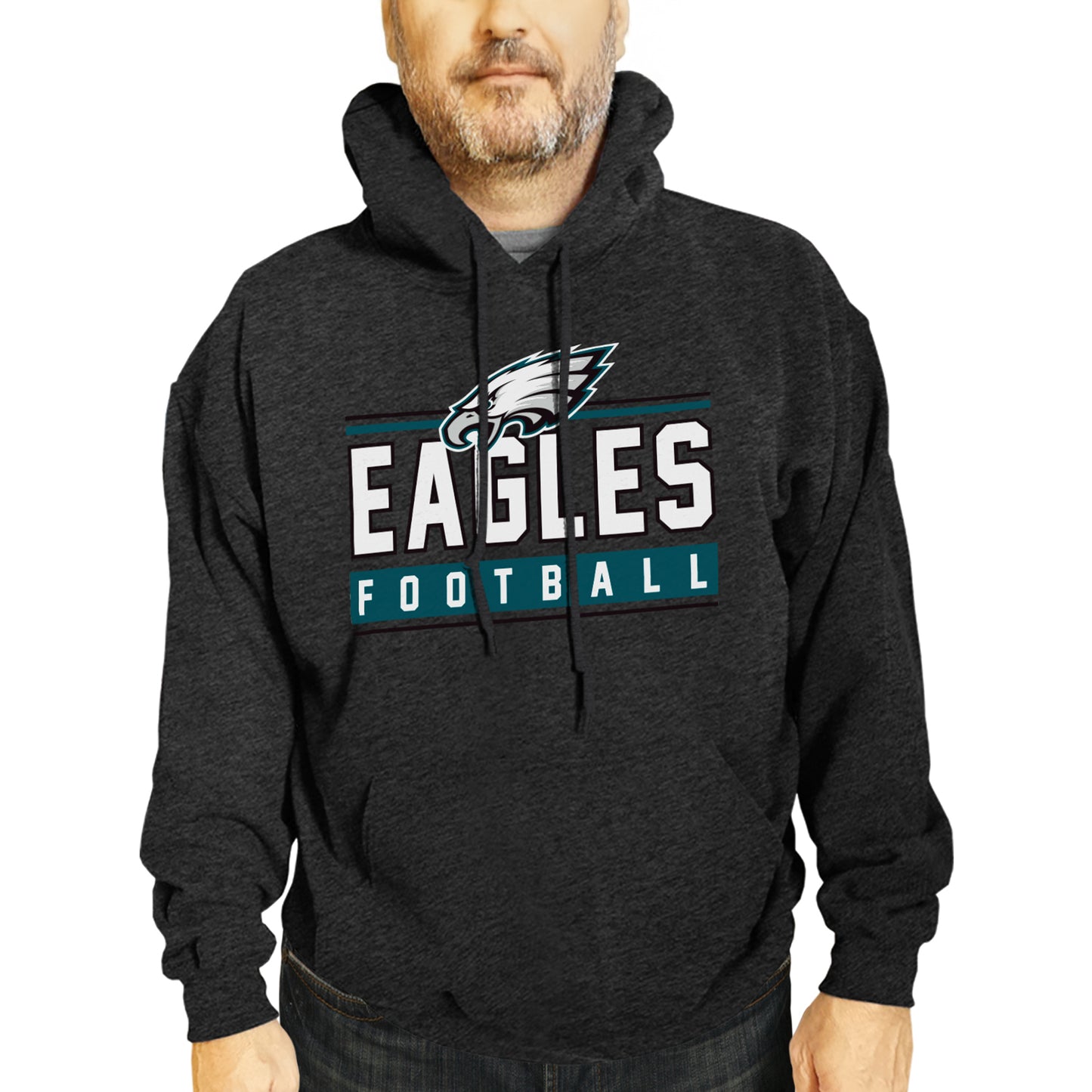 Philadelphia Eagles NFL Adult True Fan Hooded Charcoal Sweatshirt - Charcoal
