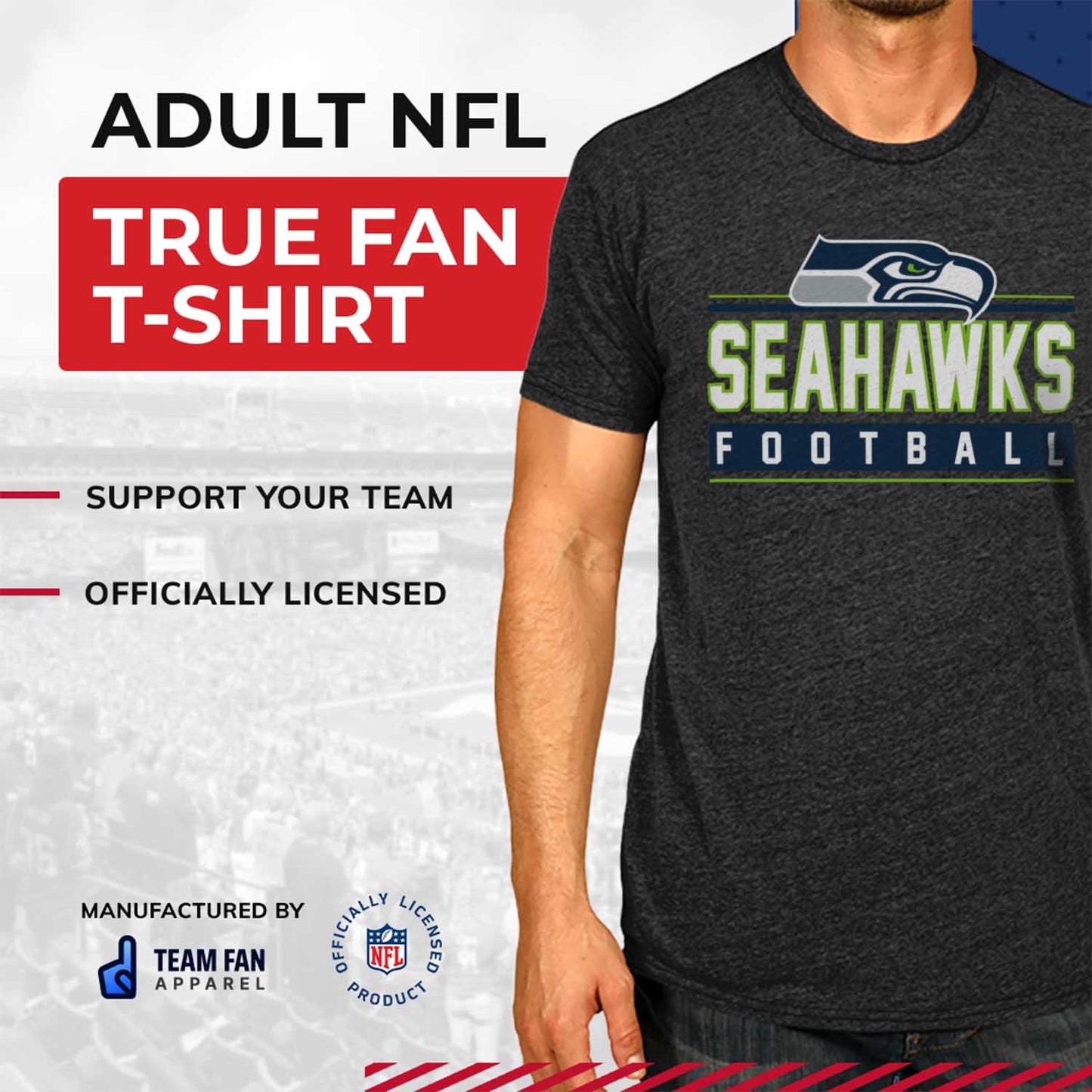 Seattle Seahawks NFL Adult MVP True Fan T-Shirt - Charcoal