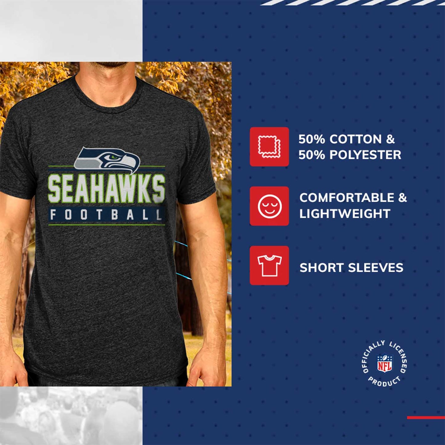 Seattle Seahawks NFL Adult MVP True Fan T-Shirt - Charcoal