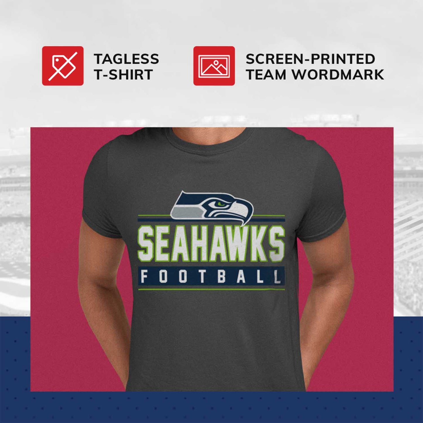 Seattle Seahawks NFL Adult MVP True Fan T-Shirt - Charcoal