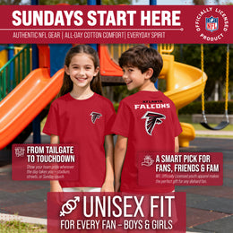 Atlanta Falcons Team Fan Apparel NFL Youth Final Countdown Tee- Pro Football T-Shirt For Boys & Girls - Red