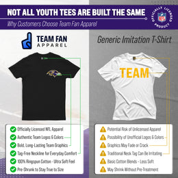 Baltimore Ravens Team Fan Apparel NFL Youth Final Countdown Tee- Pro Football T-Shirt For Boys & Girls - Black