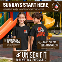 Cleveland Browns Team Fan Apparel NFL Youth Final Countdown Tee- Pro Football T-Shirt For Boys & Girls - Black