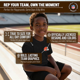 Cleveland Browns Team Fan Apparel NFL Youth Final Countdown Tee- Pro Football T-Shirt For Boys & Girls - Black