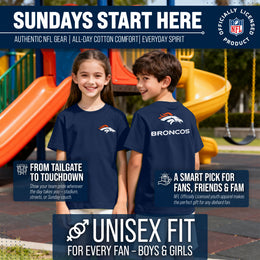 Denver Broncos Team Fan Apparel NFL Youth Final Countdown Tee- Pro Football T-Shirt For Boys & Girls - Navy