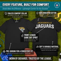 Jacksonville Jaguars Team Fan Apparel NFL Youth Final Countdown Tee- Pro Football T-Shirt For Boys & Girls - Black