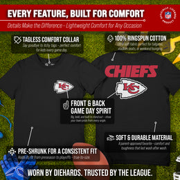 Kansas City Chiefs Team Fan Apparel NFL Youth Final Countdown Tee- Pro Football T-Shirt For Boys & Girls - Black