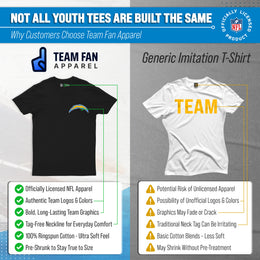 Los Angeles Chargers Team Fan Apparel NFL Youth Final Countdown Tee- Pro Football T-Shirt For Boys & Girls - Black